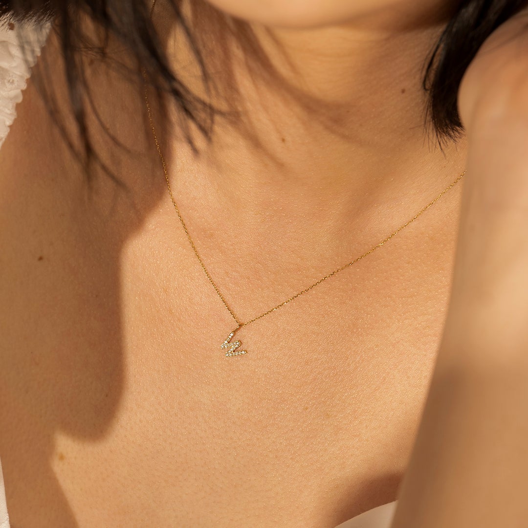 W | Diamond Initial Charm Necklace Charms AURELIE GI 