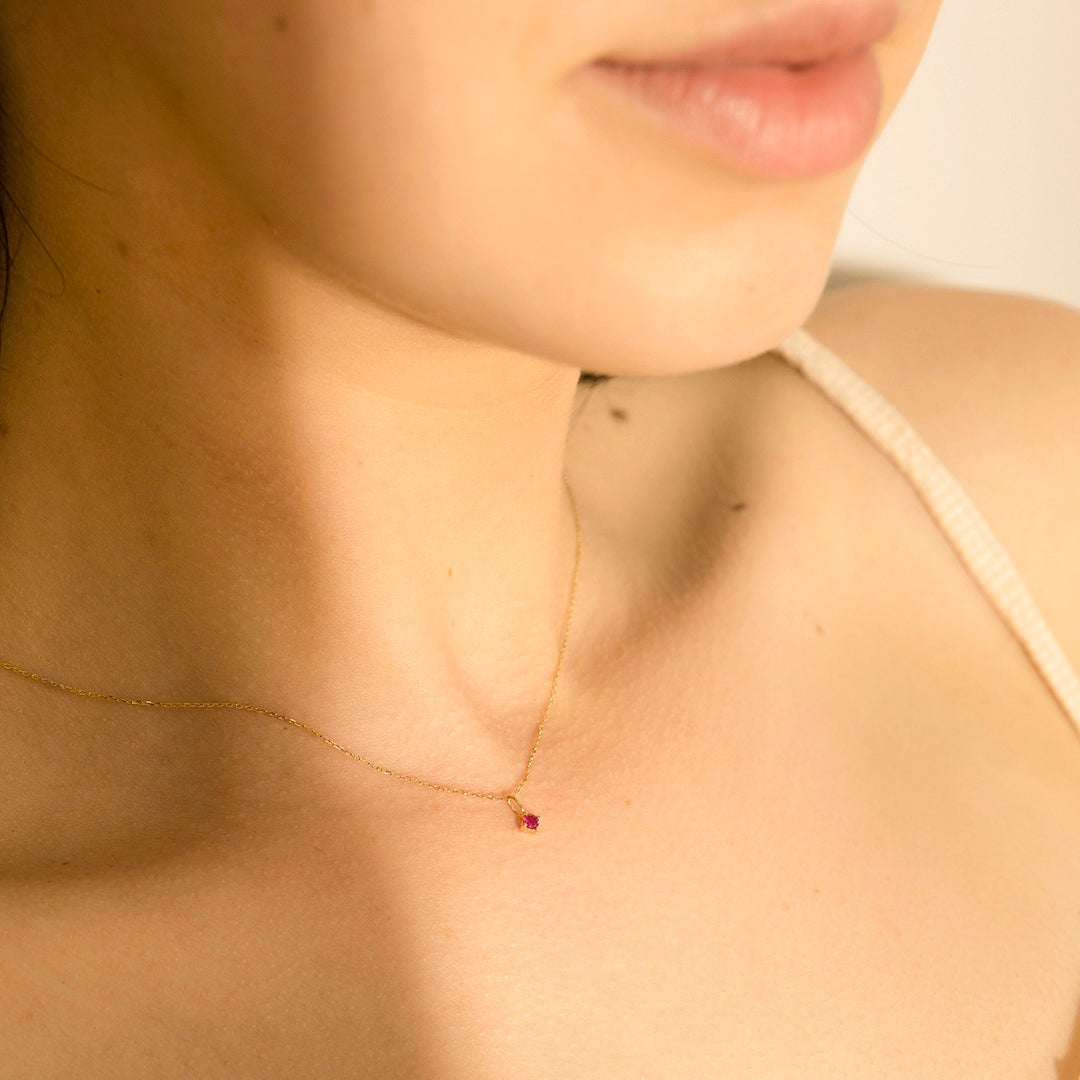 JULY | Ruby Necklace Charm Necklace Charms AURELIE GI 