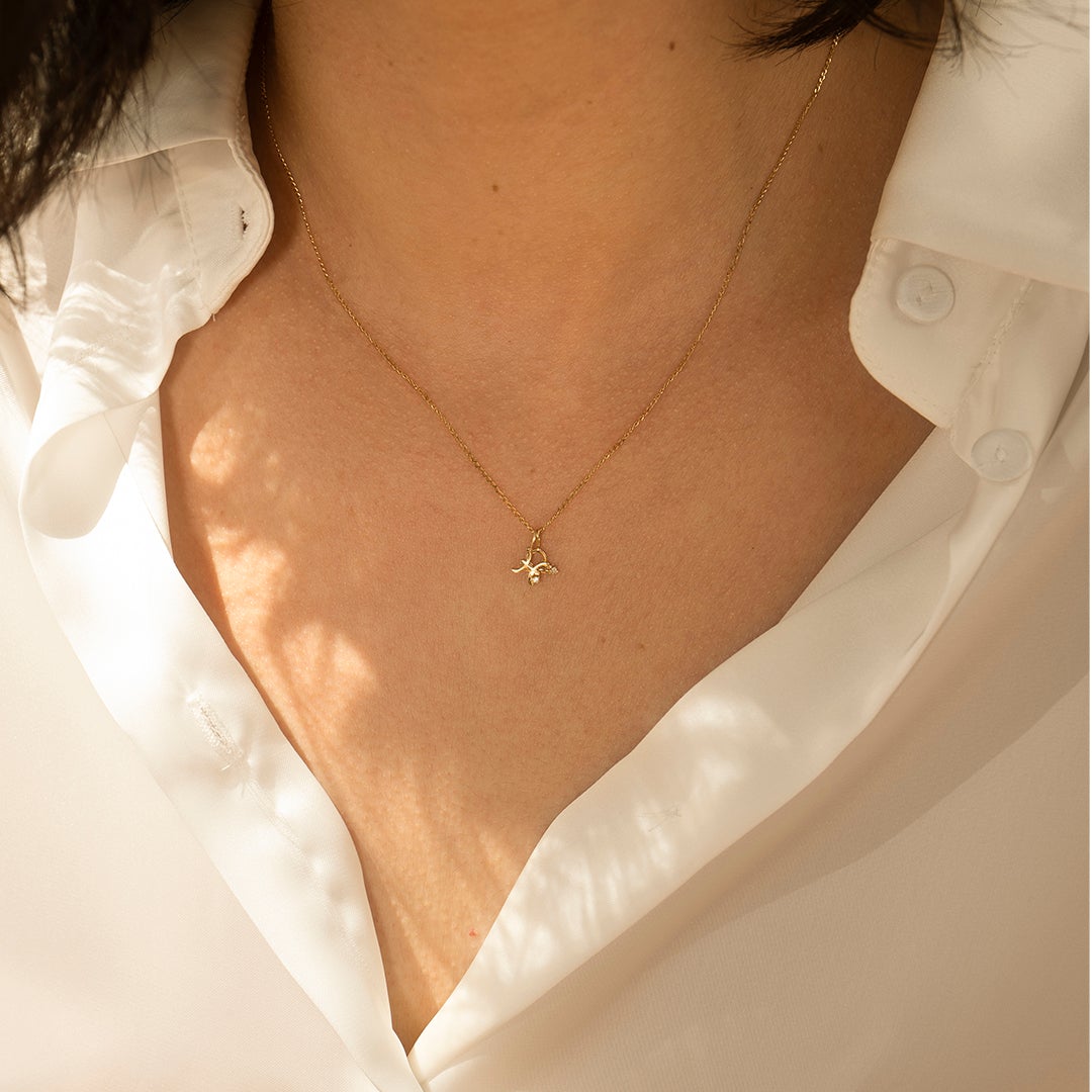 PISCES | Zodiac Charm With Diamond Necklace Charms AURELIE GI 