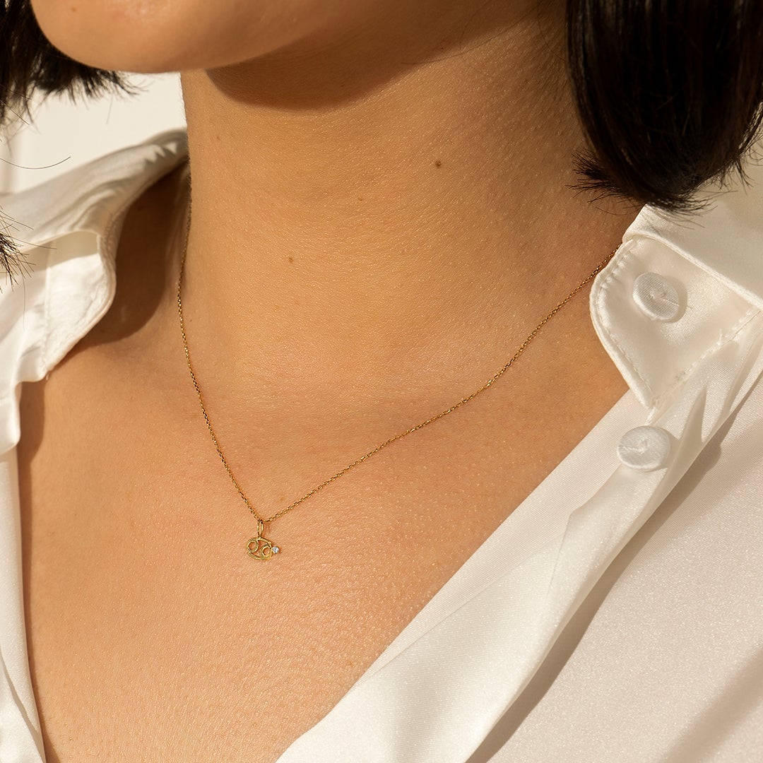 CANCER | Zodiac Charm With Diamond Necklace Charms AURELIE GI 