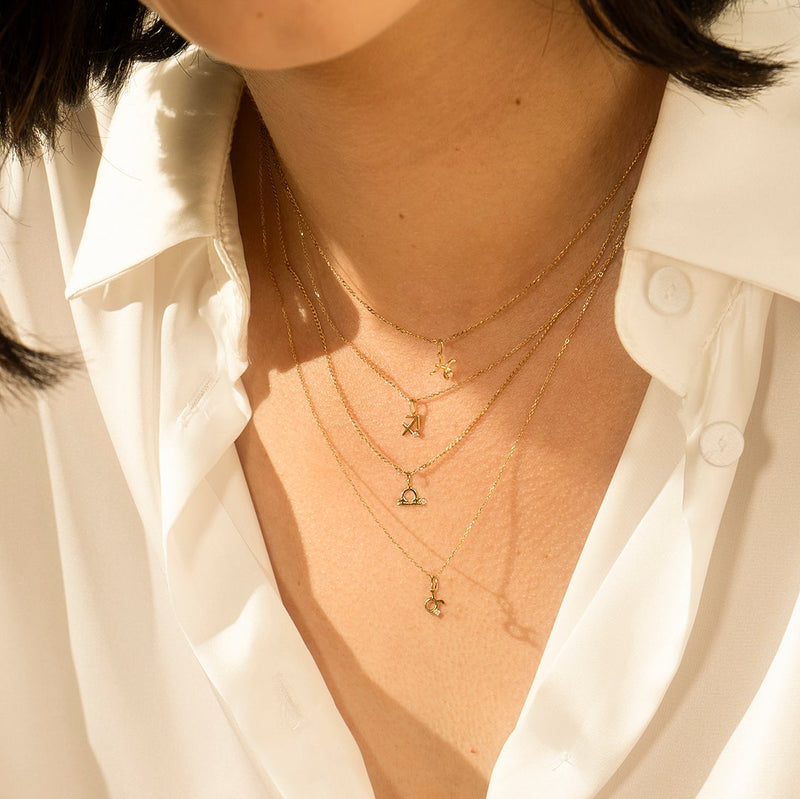 PISCES | Zodiac Charm With Diamond Necklace Charms AURELIE GI 