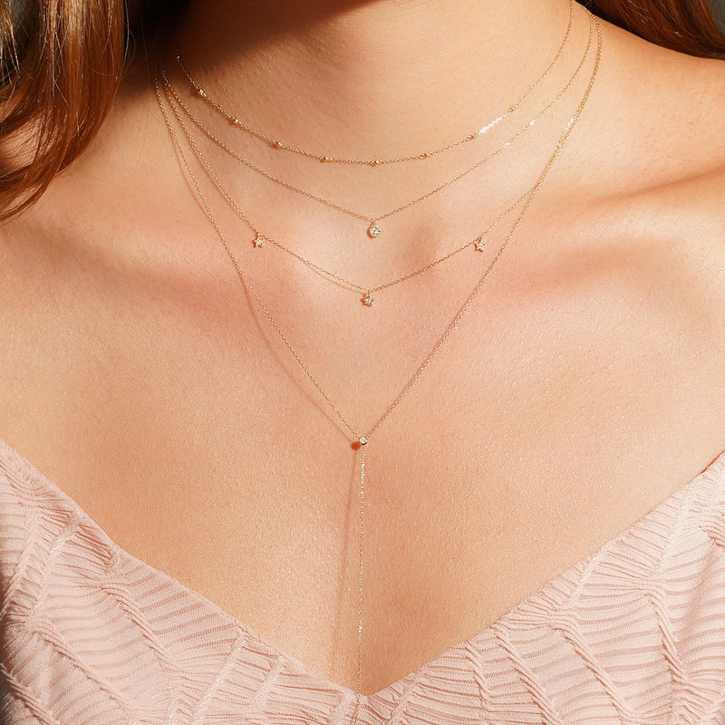 MICHELLE | Diamond Bar Lariat Necklace Necklaces AURELIE GI 