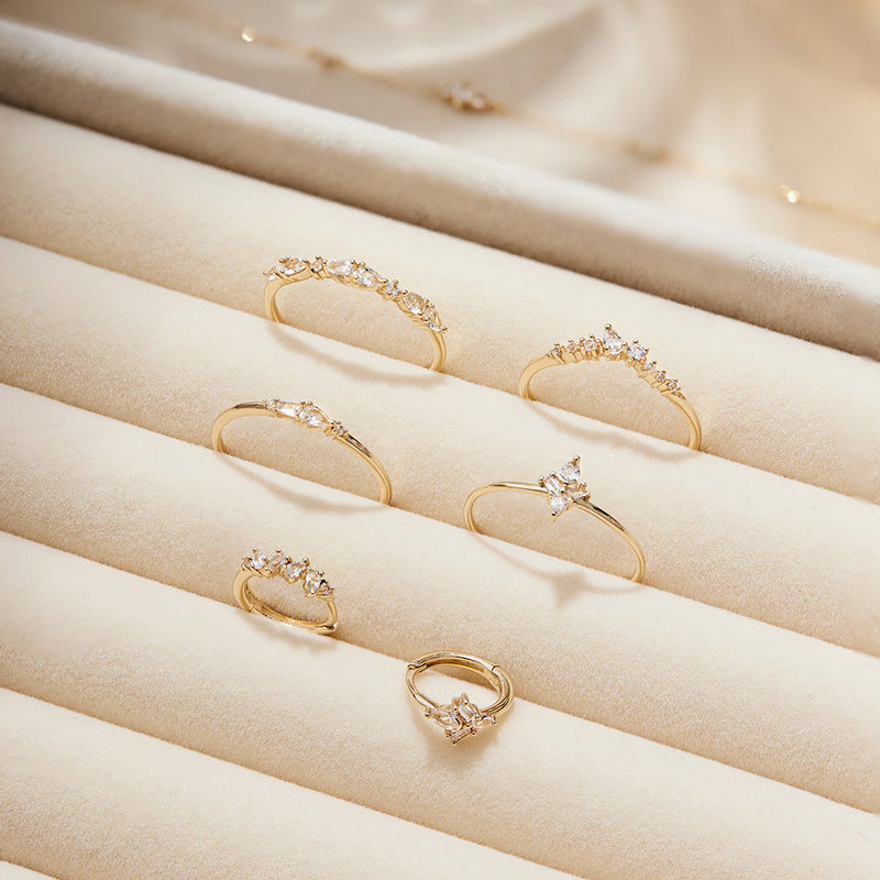 ADORA | Pear and Round White Sapphire Curved Ring Rings AURELIE GI 